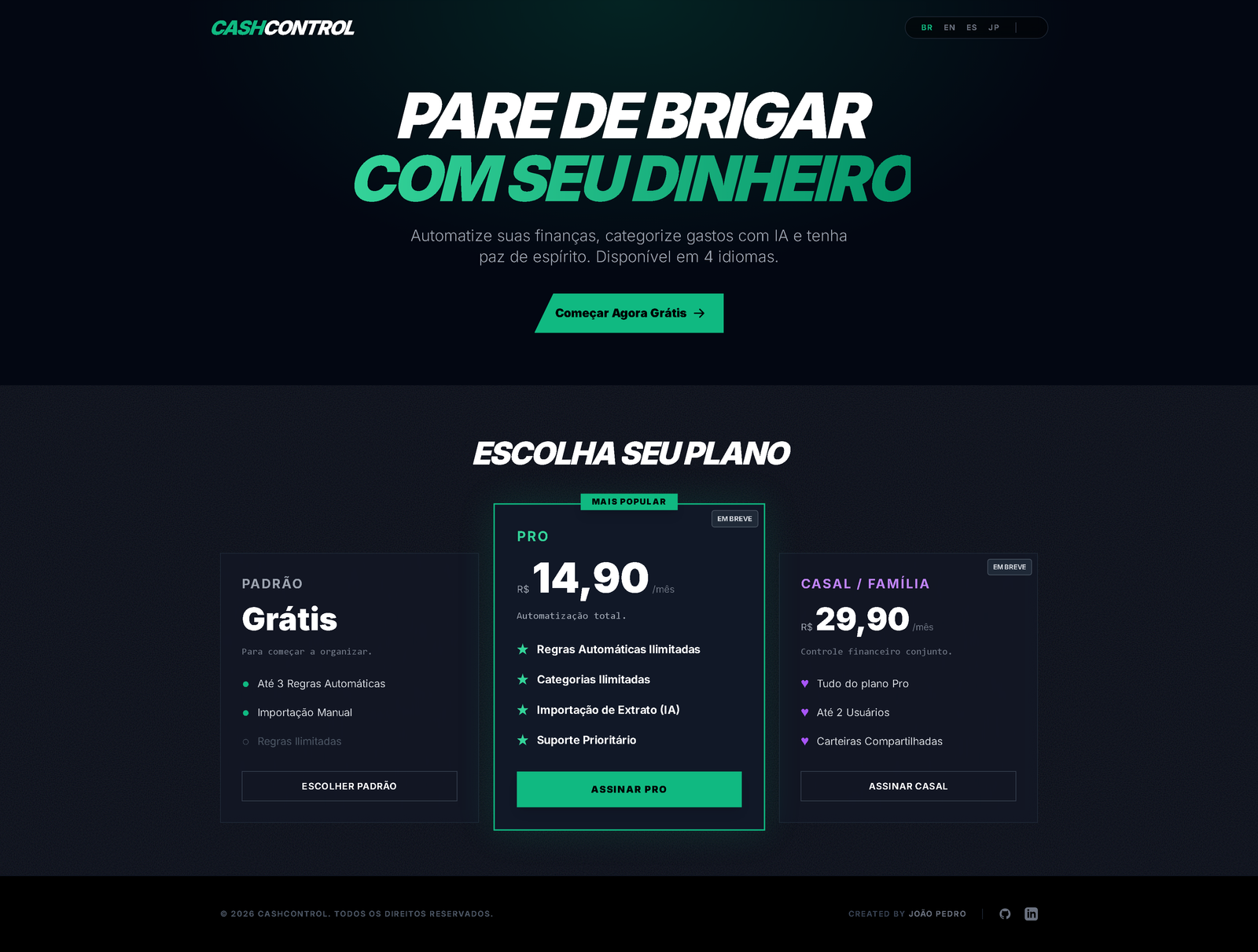 Preview do site Cash Control